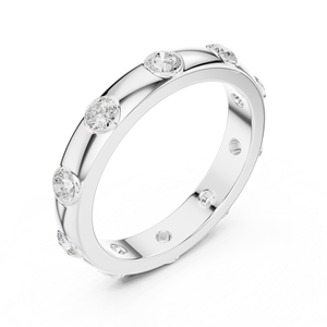 Anillo de Diamantes Chapado en Oro Blanco de 18K Moderno y Lujoso con Piedras Redondas Hecho a Medida para Compromiso de Mujer - Product Image 1