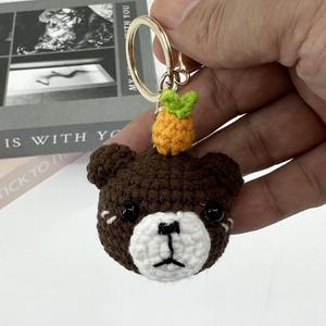 Handmade Eco-Friendly Cotton Cartoon Amigurumi Crochet <b>Bear</b> Keychain Soft Toy <b>Cute</b> Knitting Animal Design for Bags Decor by Acki - Product Image 1