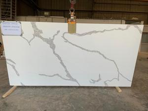 Clásico Jumbo Big Slab Surface Pulido Blanco Calacatta Venta al por mayor Piedra de cuarzo artificial Encimera Precio de losa de cuarzo - Product Image 5