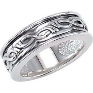 Stuller 18K Gold Plated Fashionable Vintage Titanium <b>Ring</b> 50923:106P 18KW Stackable Inlay Style for Wedding - Product Image 1