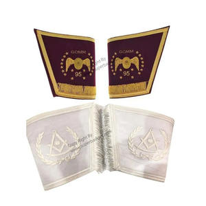 Couleur personnalisée Provincial Gauntlet Poignets Or Tresse Broderie Tissu pour Maçonnique Regalia Robe Uniformes Fabriqué Gantelet - Product Image 1