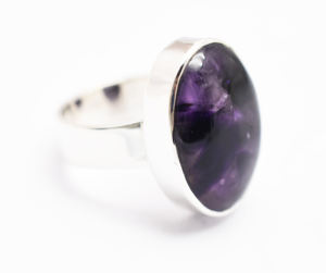 Bague en améthyste naturelle Trapiche, bijoux fins, argent sterling 92,5, cabochon lisse, cristaux, pierre précieuse naturelle, cadeau de Noël - Product Image 2