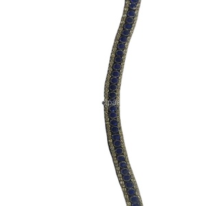 Accessoires pour chevaux bandeau en cuir avec chaîne en cristal à 3 rangées disponible en couleur marron noir - Product Image 1