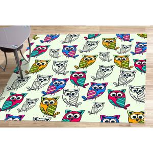 Alfombra con Patrón de Búho Colorido: Alfombra Antideslizante para Habitación Infantil, Alfombra de Chenilla - Product Image 1