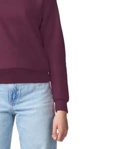 Sudadera de cuello redondo para mujer en tejido polar color granate ciruela, jersey liso, impresión de logotipo personalizado OEM, ropa informal para mujer, top suave - Product Image 6