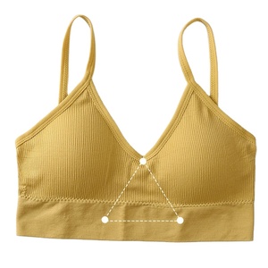 Ensemble de lingerie pour femmes, soutien-gorge sans armatures en coton sans couture à bonnets triangulaires et string sexy, sous-vêtements confortables - Product Image 2
