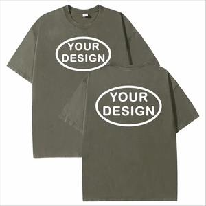 เสื้อยืดออกแบบเองพร้อมโลโก้ทีมฮิปฮอปสตรีทสำหรับผู้ชายผ้าฝ้ายแท้ทรงหลวมพิมพ์ลายอุณหภูมิสูง - Product Image 4