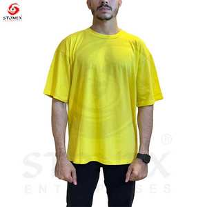 Camiseta de lujo para hombre, nuevo diseño, Jersey de algodón pesado, ajuste holgado con poco hombro caído, Cuadrado y logotipo personalizado de gran tamaño - Product Image 4