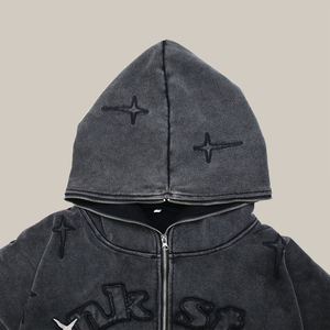 Sweat à capuche vintage de haute qualité 100% coton lavé à l'acide sweat à capuche lourd Streetwear 460g pull en détresse grande taille sweats à capuche - Product Image 3