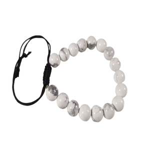 Pulsera de cuentas de cuerda de howlita de gran calidad Hermosas piedras preciosas de cristal natural talladas en estilo de amor - Product Image 1