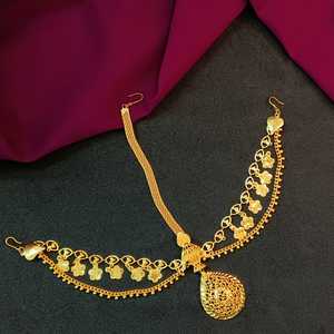 เครื่องประดับงานแต่งงานอินเดียสําหรับผู้หญิงดูไบสไตล์ Matha Patti ชุบทองดอกไม้Drop Star Shape CHAINเจ้าสาวMangtikkaชุดเครื่องประดับ - Product Image 2