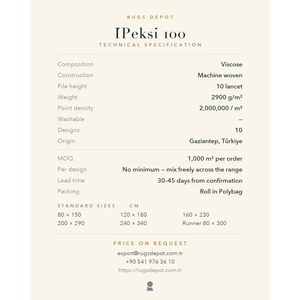 พรมวิสโคสขายส่ง IPEKSI 100 IS002 หลายสี ผลิตด้วยเครื่องจักร พรมตุรกีสำหรับห้องนั่งเล่น โครงการโรงแรม - Product Image 4
