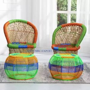 Ensemble de 2 chaises et tables de salon en rotin de forme et de taille personnalisées Chaises d'hôtel et de mariage en rotin de jute à vendre - Product Image 1