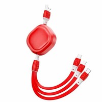 Câble de chargeur USB rétractable 3-en-1 Conception de fleurs Charge rapide pour imprimante compatible avec appareils IOS Micro USB de type C