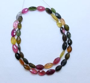 Cuentas de forma de marquesa facetadas de turmalina múltiple Cuentas de turmalina múltiple naturales, tamaño 7X5MM a 10X5MM aprox. Longitud 13 "pulgadas - Product Image 4