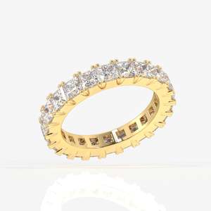 Princess Cut Lab Grown Diamond Eternity Band 14K Gold <b>Ring</b> Premium Diamond <b>Rings</b> - Product Image 2