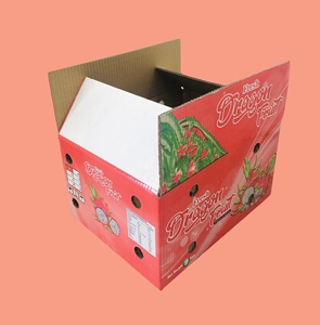 Cajas de papel rectangulares corrugadas plegables OEM con tratamiento UV para el envío de la agricultura-Materiales reciclados de embalaje de fruta de dragón - Product Image 3