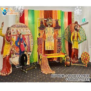 Punjabi Virsa Village Touch Stage Decor Props Brillante y colorido Heena Party Stage Decor Props Punjabi Bangle Ceremonia Stage - Product Image 1