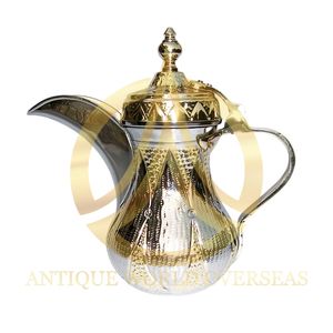 <b>Arabic</b> Metal Dallah in Brass and Steel with Lid Customizable for Hotel & Restaurant Table Top Coffee & <b>Tea</b> Serving - Product Image 6
