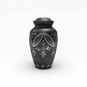 Urne funéraire noire mate avec tête de loup argentée pour l'affichage des cendres commémoratives et la décoration de la maison - Product Image 6