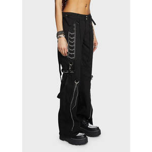 Pantalones Góticos con Múltiples Cadenas y Anillos en D, Estilo Emo, Detalles de Cremallera, Fabricación OEM ODM 2026, Gran Venta - Product Image 4