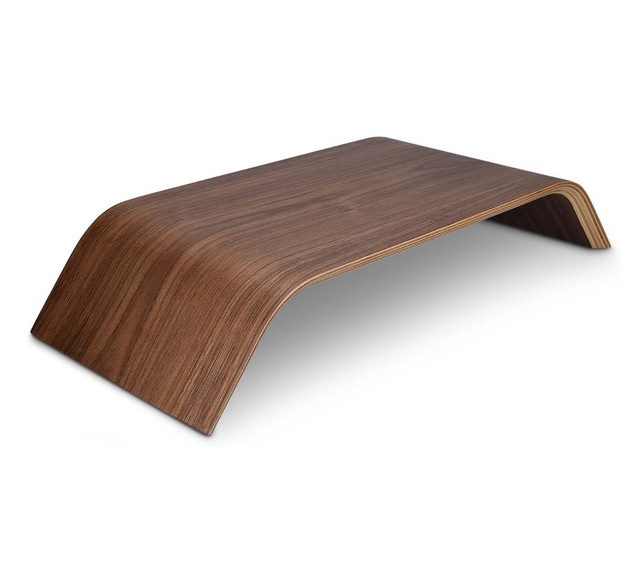Wood Monitor Stand Riser Computer Desk Holder Desktop Dock Wooden Mount Display for PC TV Screen Notebook Laptop Walnut