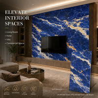 Panneau mural en PVC Morlenx Blue Marble UV, motif pierre luxueux, panneau décoratif pour la décoration intérieure