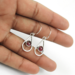 ต่างหูโกเมนธรรมชาติเงินแท้925ดีไซน์ใหม่ต่างหูแบบห้อยสำหรับเครื่องประดับโบฮีเมียนทำด้วยมือของเธอ - Product Image 4