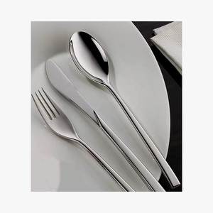 Ensemble de 5 couverts en acier inoxydable allant au lave-vaisselle utilisés dans la table de cuisine café maison ensemble de couverts en bois pur plaqué argent - Product Image 4