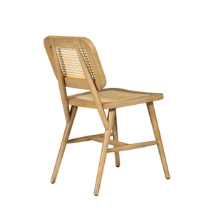 Silla de café de madera de teca con asiento de ratán - Product Image 4
