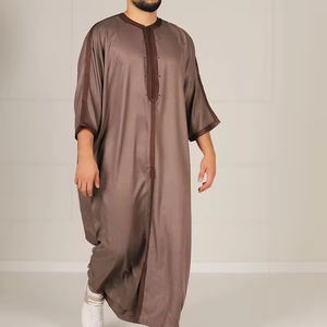 Nouveau design hommes Thobe 2025 respirant islamique Abaya vêtements grande taille coton Long caftan pour hommes - Product Image 4