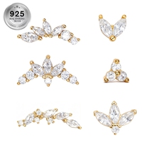 Piercing labret plat en titane argenté avec moissanite, pour cartilage, bijoux fins, cadeau, vente en gros personnalisée, fournisseur OEM, ODM