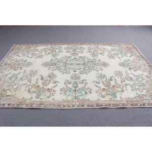 Rug, 5.9x9.2 ft Vintage Rug, <b>Brown</b> Animal Print Rug <b>Wool</b> - Product Image 3