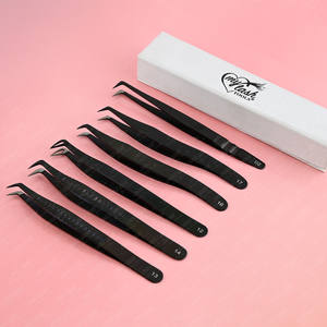 Pince à épiler de précision pour extension de cils fine X Tip Anti-Fatigue antidérapante Pince à épiler Volume à pointe en fibre incurvée à 90 degrés - Product Image 2