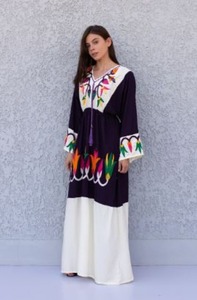 Robe longue brodée multicolore à manches longues pour femme, nouvelle collection été - Product Image 3