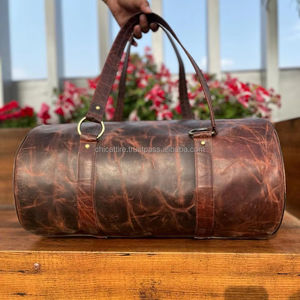 New Western 100% Full Grain <b>Genuine</b> Leather Travel Bag Multifunctional Adjustable Straps Unisex Travel Bag Cowhide Weekender Bag - Product Image 5