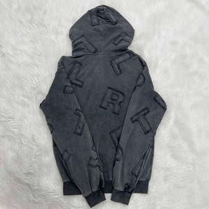 Top Trending Unisex Acid Wash Sequin <b>Hoodie</b> Custom Street Wear Baggy for Men 100% Cotton Terry Fabric Winter Season Plain Dyed - Product Image 3