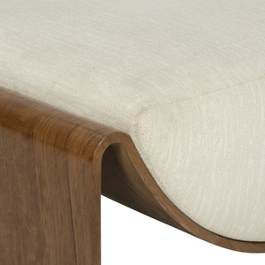 Otomana Tapizada Contemporánea con Estructura de Madera Curvada y Tela Crema para Decoración Moderna de Sala de Estar y Comedor, Hecha en Vietnam - Product Image 4