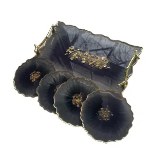 New Design <b>Table</b> <b>Top</b> Decorative <b>Table</b> <b>Resin</b> Coasters With Different Flower Custom Design <b>Resin</b> Coasters <b>for</b> Drink - Product Image 1