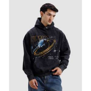 Sweat à capuche Cosmos 100% Coton Lavé, Taille XS, Tissu French Terry 400 g/m², Design vieilli sérigraphié, Techniques de broderie, Uni - Product Image 6