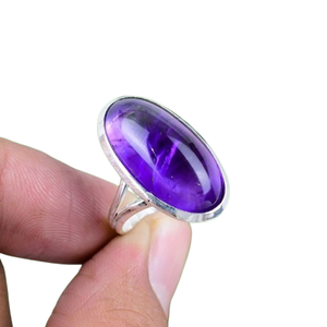 Handmade 925 Sterling Silver Amethyst <b>Spinner</b> <b>Ring</b> Best Design Classic Wedding Gift Jewelry with Oval Cut Gemstone for Parties - Product Image 1