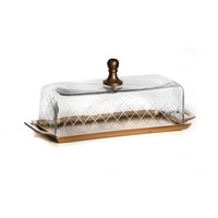 Présentoir à gâteaux noir design avec dôme en verre Plateau à pâtisserie élégant pour améliorer la décoration de la fête