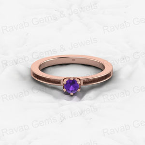 925 argent Sterling massif 4mm améthyste Semi-montage blanc réglage bande anneau lait maternel souvenir résine bijoux résultats composants - Product Image 2