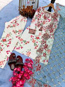 Diseñador indio paquistaní Kurti-Plazzo con Dupatta Bollywood vestido de fiesta traje de boda - Product Image 2