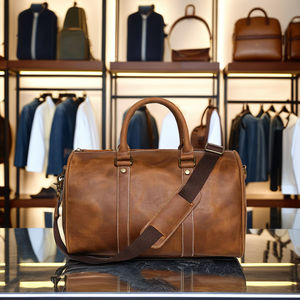 Bolsa de lona marrón de alta calidad para hombre 2024 Bolsa de viaje de gran capacidad con diseño OEM ODM a la venta ahora - Product Image 1