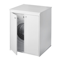 Meuble de rangement carré blanc en PVC pour machine à laver, intérieur/extérieur, gain de place pour salle de bain, amovible