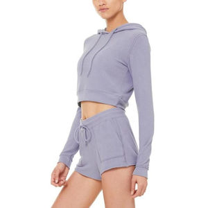 Haut court à capuche décontracté pour femme, tendance hiver, en tissu polaire écologique, style streetwear et usage quotidien - Product Image 2