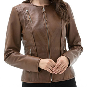 Nueva llegada de alta calidad de cuero genuino de las mujeres de longitud larga chaqueta de moda soporte transpirable otoño impreso tela al por mayor - Product Image 4