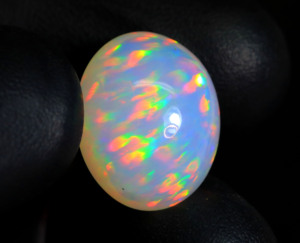 Piedra preciosa de cabujón de forma ovalada de ópalo etíope genuino-Gemas de ópalo de base blanca de fuego de galaxia Welo-Piedra suelta brillante suave para ella - Product Image 6
