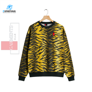 เสื้อสเวตเชิ้ตคอกลมลายเสือพิมพ์ลายทั่วตัวสำหรับผู้ชาย |   ผ้าฟลีซผ้าฝ้าย 100% |   เสื้อสตรีทแวร์แบบสวมหัวสั่งทำพิเศษจากโรงงาน (OEM) - Product Image 5